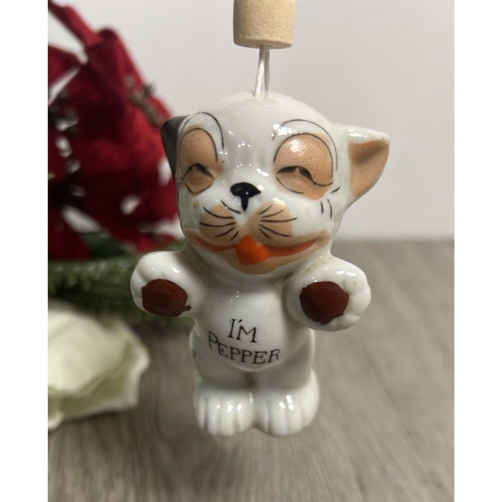 Upcycled Vintage Salt & Pepper Shaker Christmas Ornament Dog Porcelain Japan